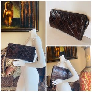 Vintage Palizzie Quilted Genuine Snakeskin Clutch